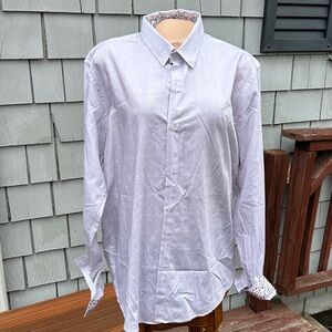 Simon Carter Stylish Men's Light Purple Button-Down Shirt w dog print 44 Slim F